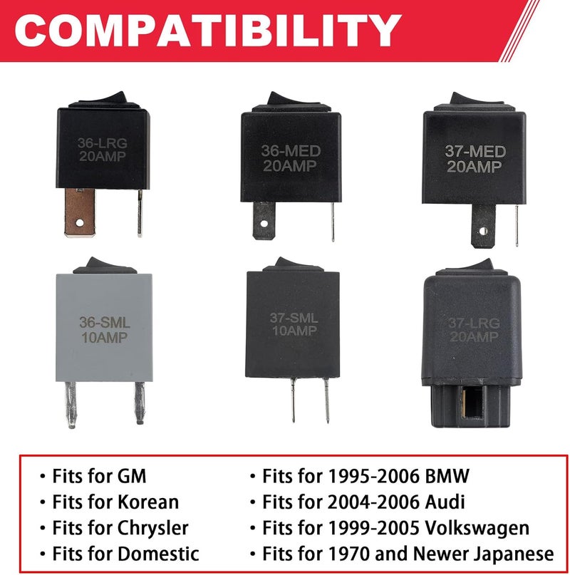 Fitede 9038 Fuel Pump Relay Bypass Master Kit Relay Tester Diagnostic Scan Tool Compatible with Domestic Volkswagen GM BMW Chrysler Audi Replaces# 9036 9037(Pack of 6) - Image 3
